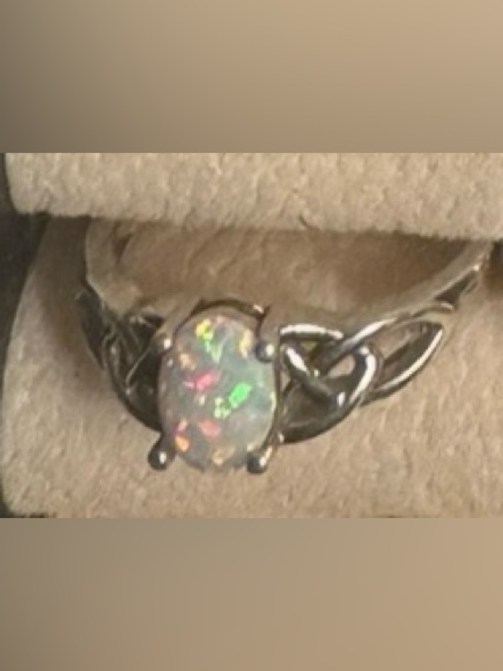 Opal Celtic Knot Sterling Ring - White Opal